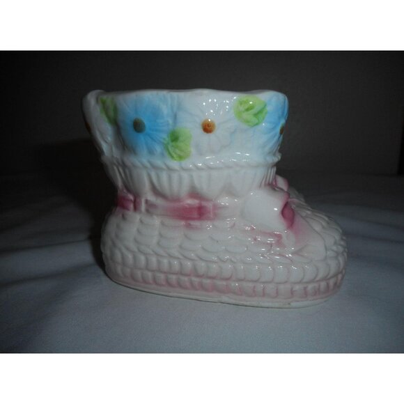 Vtg Nancy Pew Pink Baby Bootie  Ceramic Planter - Picture 2 of 7